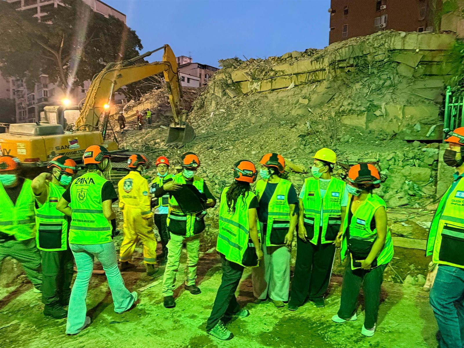 ZAKA Tel Aviv volunteers at a collapsed building in Venezuela